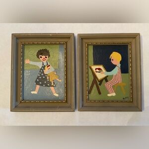 Vintage MCM Paintings set of 2